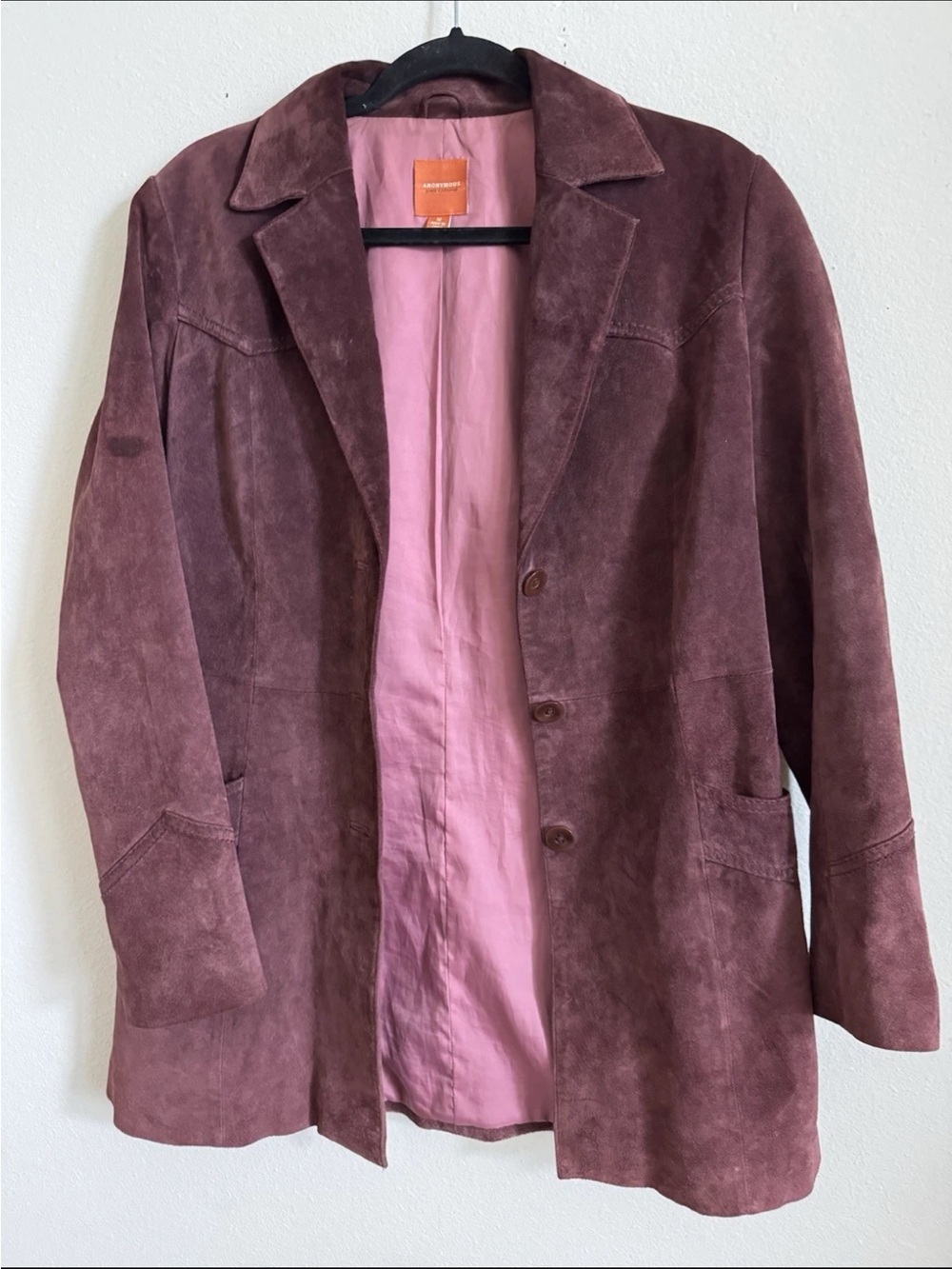 Vintage Y2K Purple Suede Anonymous John Carlisle Blazer Jacket Size M